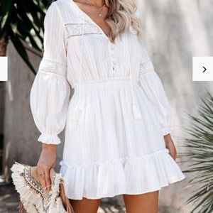 WHITE COTTON CROCHET DRESS